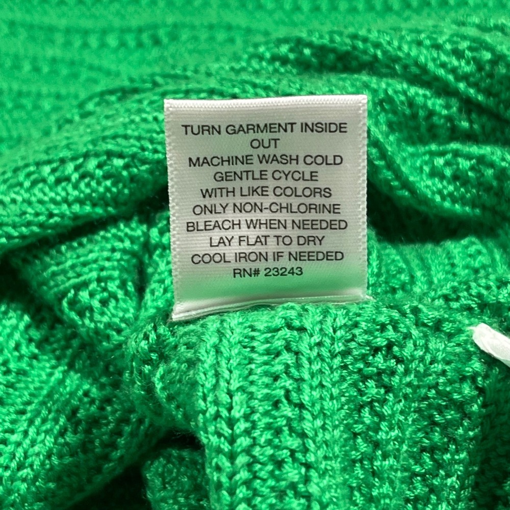 NY&CO Y2K Kelly Green Open Knit Sweater Preppy Old Money Indie Granola Large - Picture 9 of 9